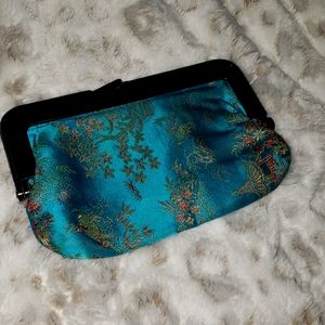 **3for$15**Asian  Blue satin like top closing bag